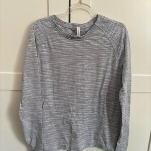 Athleta Gray Striped Long Sleeve Top Medium Activewear